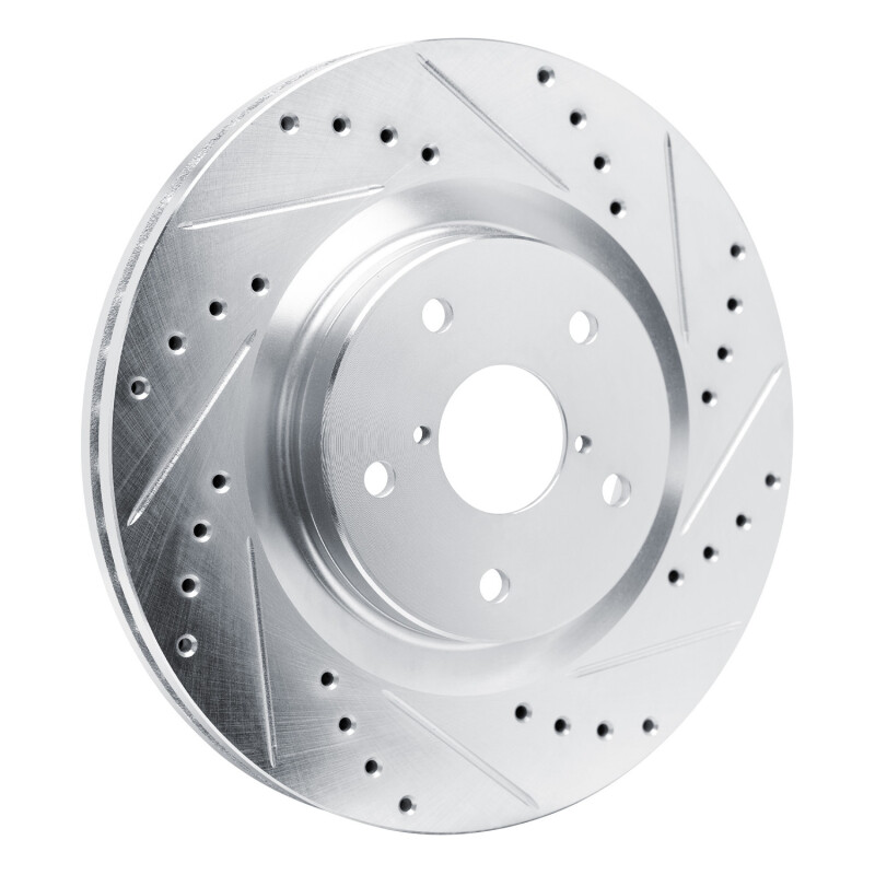 Subaru Impreza Brake Rotor (1) - Front Right - R1 Concepts - Drilled & Slotted - Silver - `20-`25